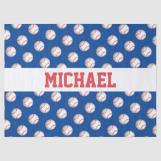 Papel De Seda Béisbol Blanco Personalizado con Costura Roja