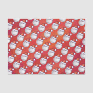 Papel De Seda Béisbol con Santa Hat en rojo