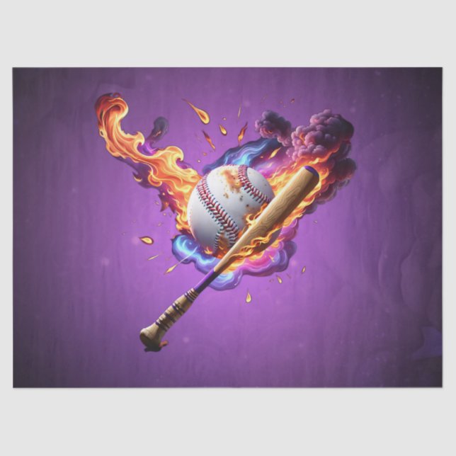 Papel De Seda Béisbol en llamas. (Anverso)