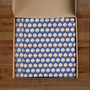 Papel De Seda Béisbol Softbol Patrón Deportivo Rojo Blanco y Azu