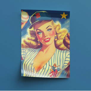 Papel De Seda Béisbol Vintage Pin-up