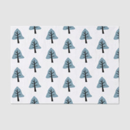 Papel De Seda Bell Tree Pattern Simple Pastel Blue Holiday