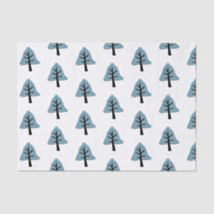 Papel De Seda Bell Tree Pattern Simple Pastel Blue Holiday