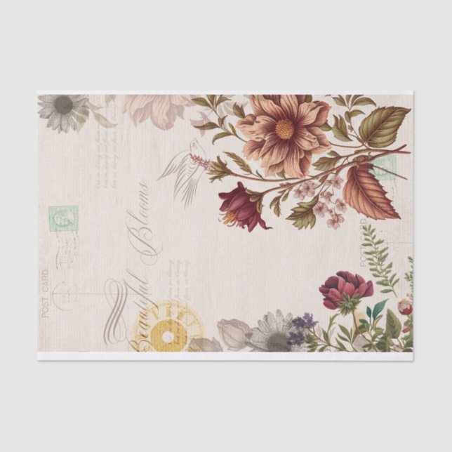Papel De Seda Bellas y antiguas flores (Anverso)
