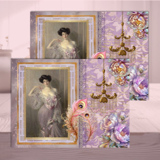 Papel De Seda Belle Époque Woman in Soft Lilac Pink Decoupage