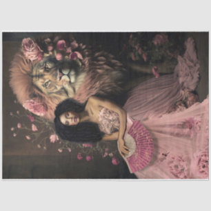 Papel De Seda Belleza Afro Floral y León retrato femenino 