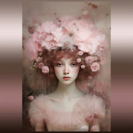 Papel De Seda Belleza Auburn - Retrato y flores de una mujer