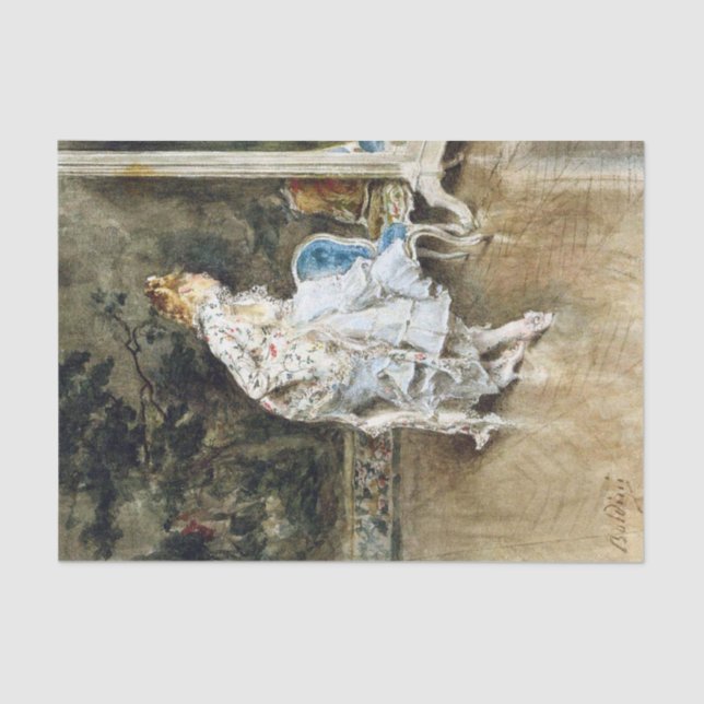 Papel De Seda Belleza de moda admirándose en el espejo (Anverso)