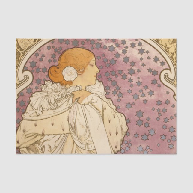 Papel De Seda Belleza de mujer mucha Art Nouveau (Anverso)