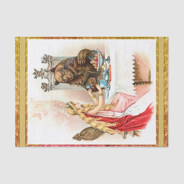 Papel De Seda Belleza En Rosa Y La Bestia (Anverso)