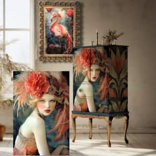 Papel De Seda Belleza Gatsby Flapper, retrato estilo de los feli