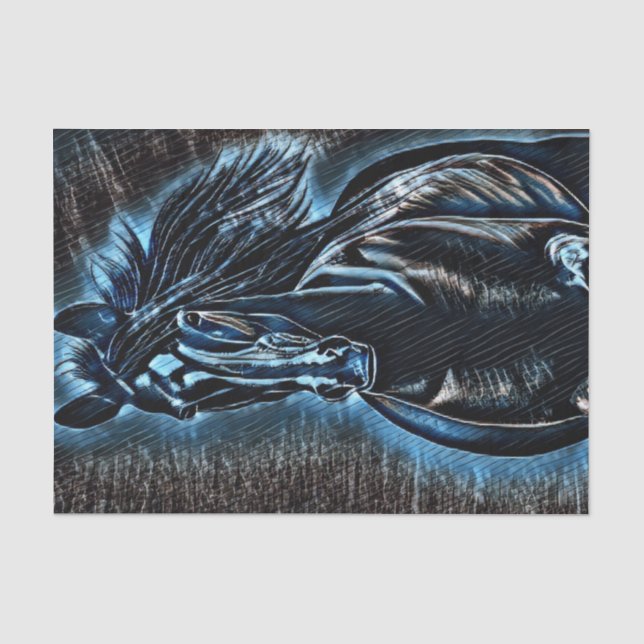 Papel De Seda Belleza Occidental Wild Mustang Blue Tones (Anverso)