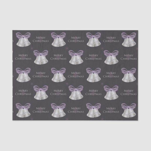 Papel De Seda Belleza plateada y morada Feliz Navidad (Anverso)