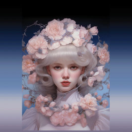 Papel De Seda Belleza platino - Retrato y flores de una mujer