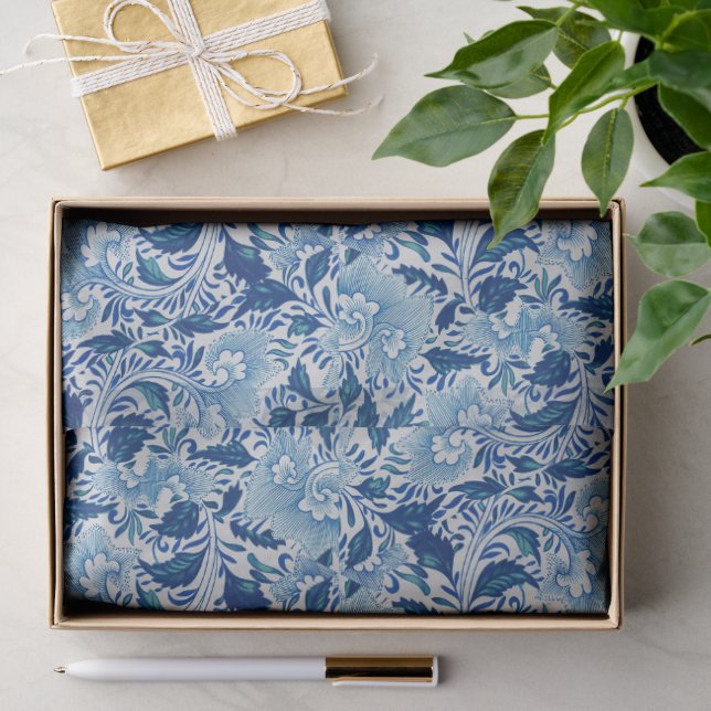 Papel De Seda Bello Damask Azul (Regalo )