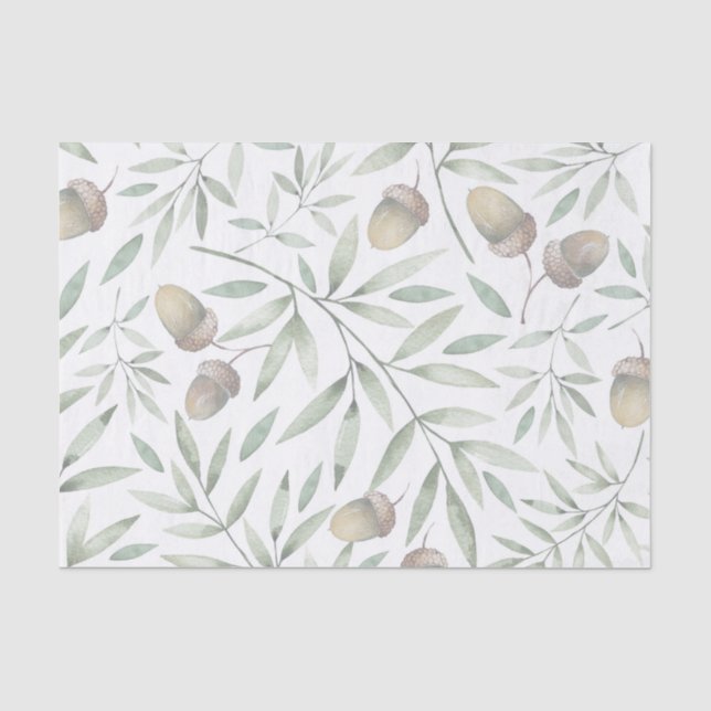 Papel De Seda Bellotas y verdes botánicos (Anverso)