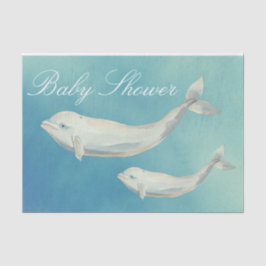 Papel De Seda Beluga Whale Mom y Calf Baby Shower