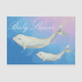 Papel De Seda Beluga Whale Mom y Calf Baby Shower