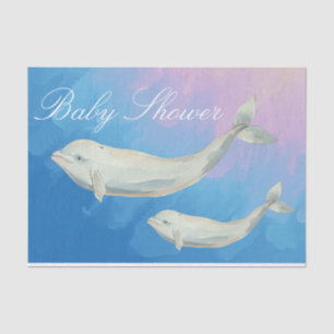 Papel De Seda Beluga Whale Mom y Calf Baby Shower