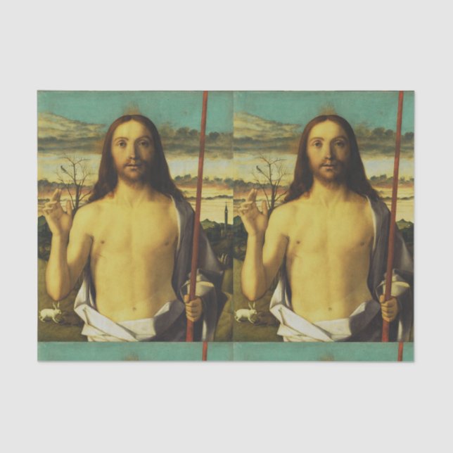 Papel De Seda Bendición de Cristo por Giovanni Bellini (Anverso)