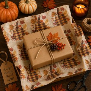 Papel De Seda Bendiciones de Calabaza a Cuadros