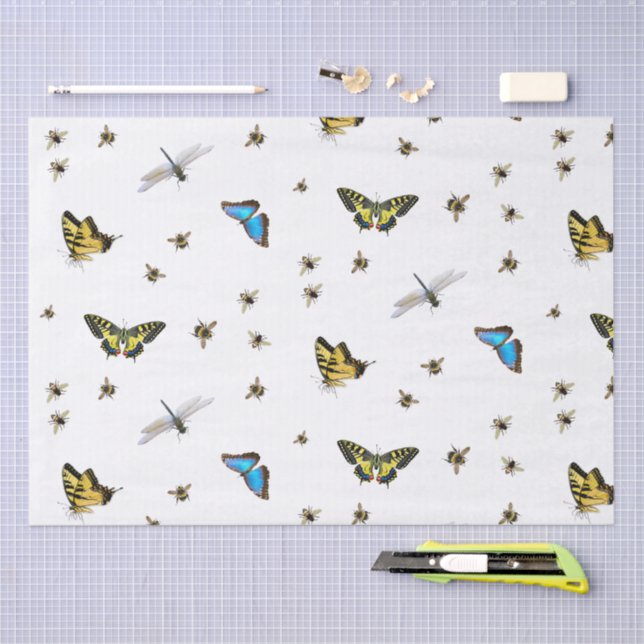 Papel De Seda Beneficial Garden Insects Pattern (Artesanía)