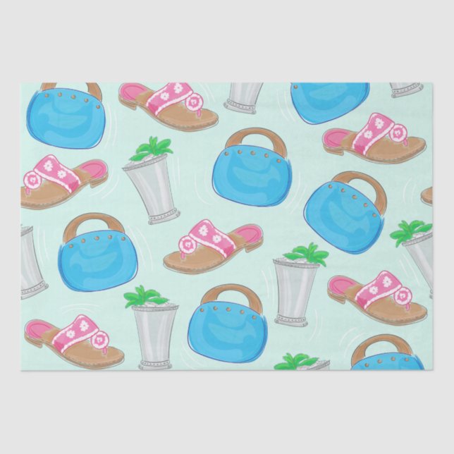 Papel De Seda Bermudas Bag Sandalias Mint Julep Preppy (Anverso)