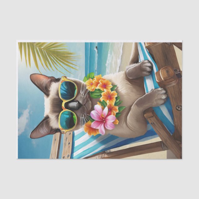 Papel De Seda Bernard Surf & Sand, Gato siamés playero (Anverso)