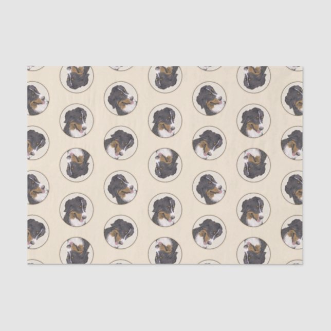 Papel De Seda Bernese Mountain Dog Berner Pintando arte Mascota (Anverso)