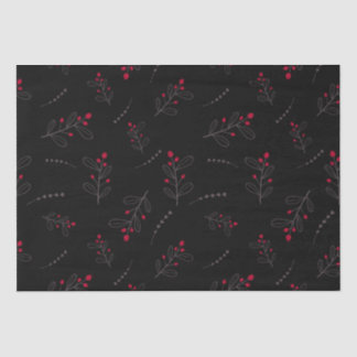Papel De Seda Berries rojos y deja a Navidades negros