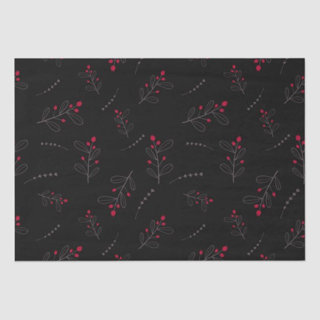 Papel De Seda Berries rojos y deja a Navidades negros (Anverso)