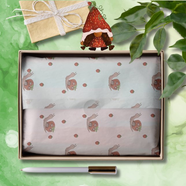 Papel De Seda Berry First Birday Strawberry Snail (Berry First Birthday Strawberry Snail Tissue Paper)