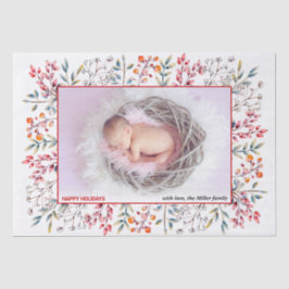 Papel De Seda Berry, rojo foliar, Navidades de Felices Fiestas