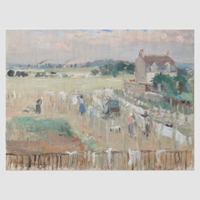 Papel De Seda Berthe Morisot - Colgando la ropa para secar (Anverso)