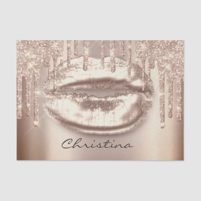 Papel De Seda Besar los Labios Rosa Dios Gotea Único Moderno VIP (Anverso)