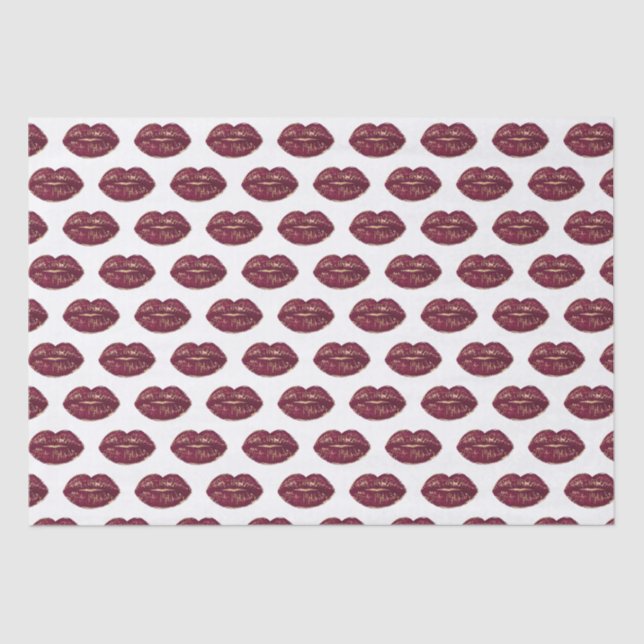 Papel De Seda Besos de los labios rojos blancos (Anverso)