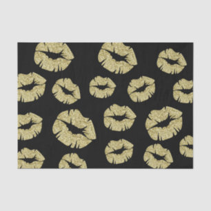 Papel De Seda Besos Purpurinas de oro en negro