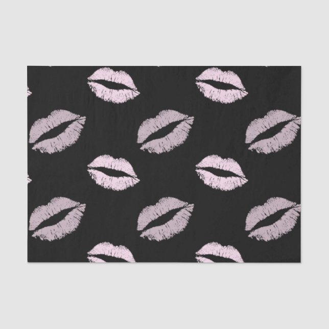 Papel De Seda Besos Rosados Plateados (Anverso)