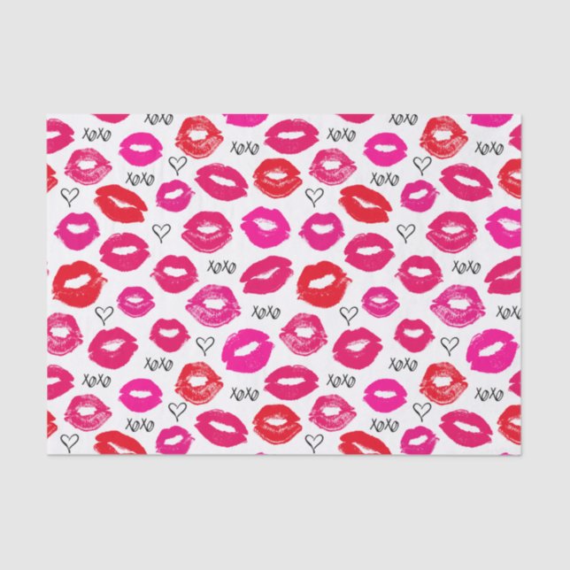 Papel De Seda Besos XOXO Rojo y Rosa (Anverso)