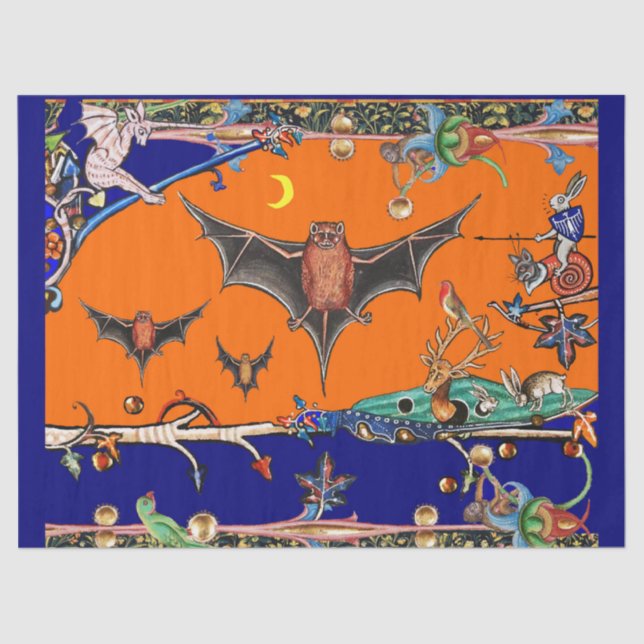 Papel De Seda BESTIARIO MEDIEVAL, BAÑO DE VOLACIÓN Naranja ANIMA (Anverso)