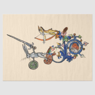 Papel De Seda BESTIARIO MEDIEVAL EXTRAÑO,Conejos asesinos con es