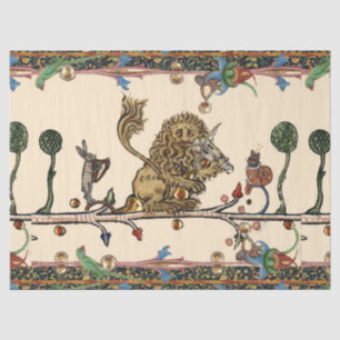 Papel De Seda BESTIARIO MEDIEVAL HACIENDO MÚSICA MÚSICA Violinis