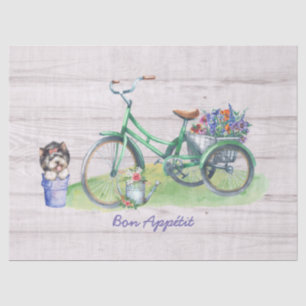Papel De Seda Bicicleta de color de agua, flores y yonkie lindo