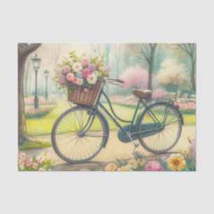 Papel De Seda Bicicleta de época en un parque acuático florecien
