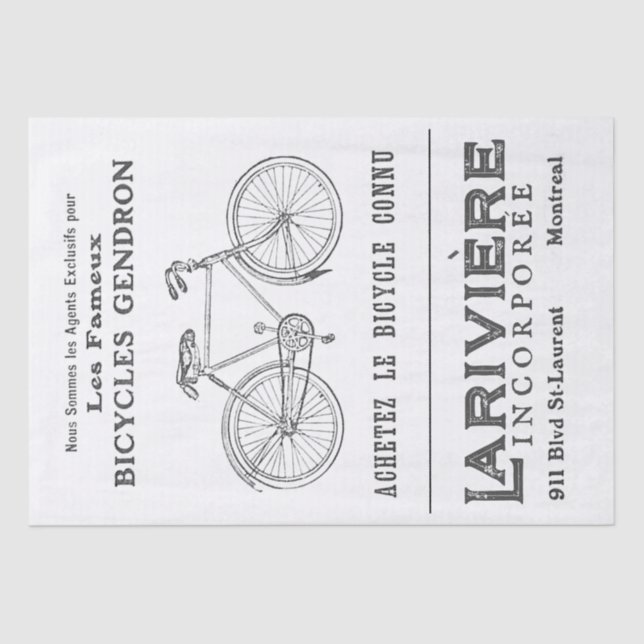 Papel De Seda Bicicleta de época y desenlace francés de Montreal (Anverso)