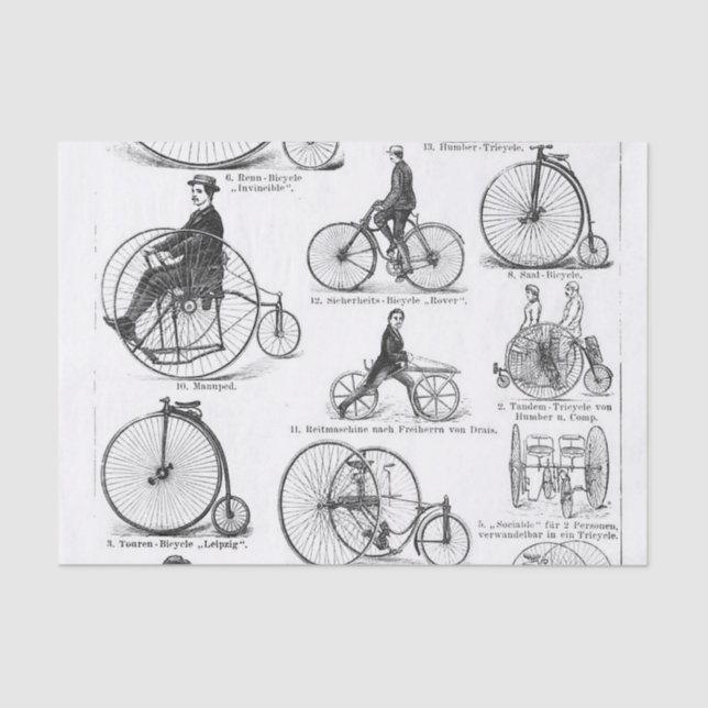 Papel De Seda Bicicleta de rueda alta Penny Farthing (Anverso)