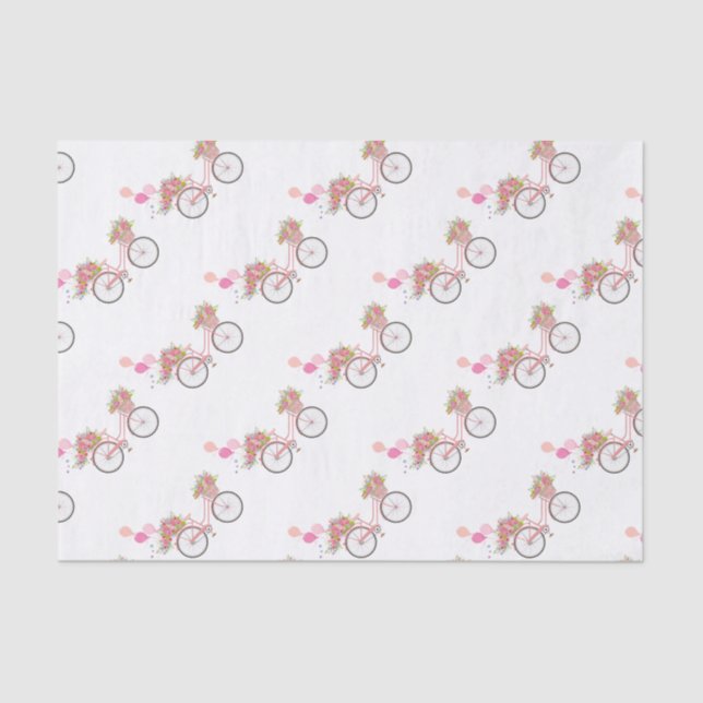 Papel De Seda Bicicleta rosa caprichosa (Anverso)