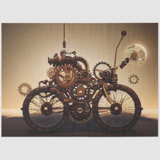 Papel De Seda Bicicleta Steampunk con engranajes (Anverso)