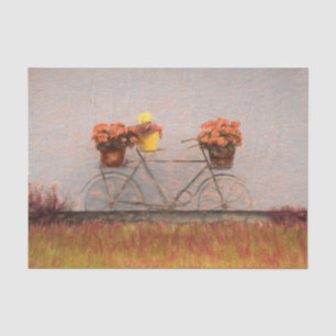 Papel De Seda Bicicleta Vintage Antigua Floral Otoño Victoriana
