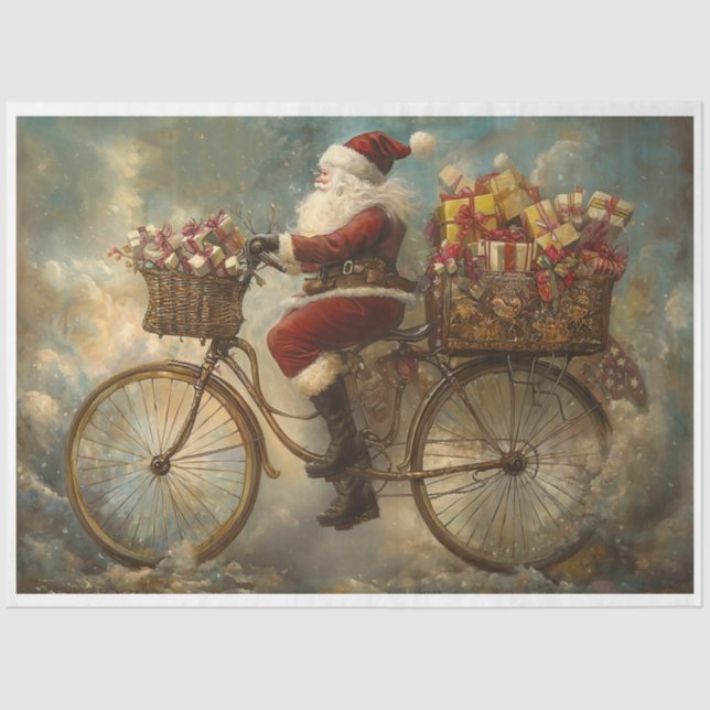 Papel De Seda Bicicleta Vintage Santas (Anverso)